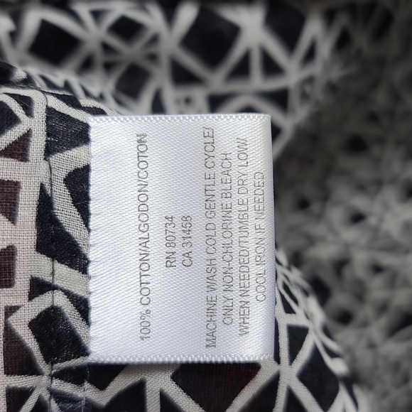 BCBGMAXAZRIA Pattern Black/ Cream Mod Diamond Square Peasant Top Size XXS - Picture 3 of 15